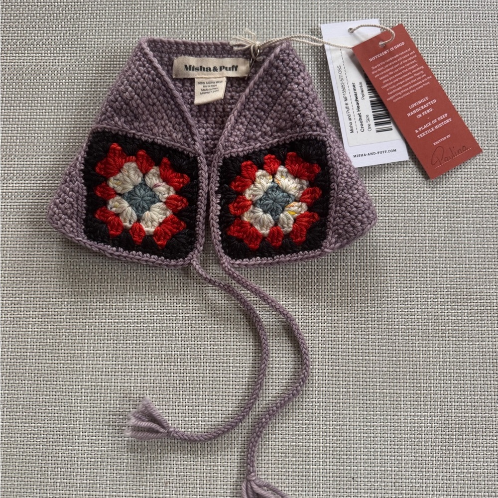 Misha and Puff crochet head warmer Periwinkle One Size NWT